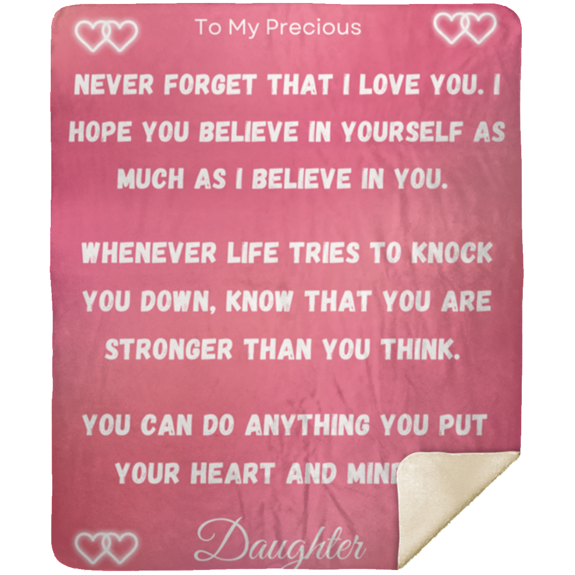 Premium Mink Sherpa Blanket Daughter - Never forget Pink50x60
