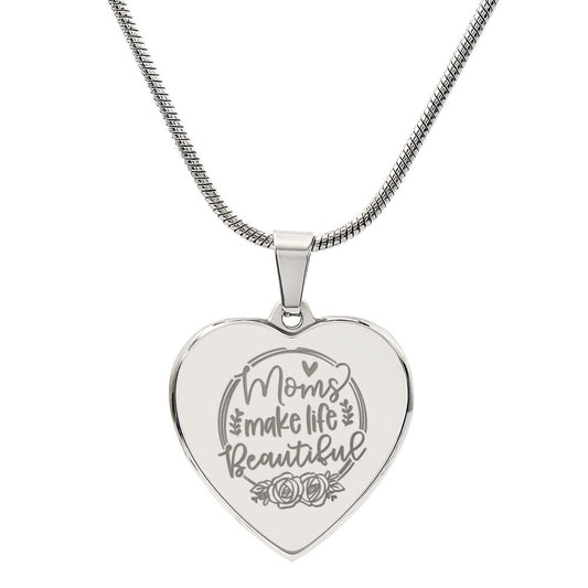 Mom - Heart Pendant - Make life Beautiful