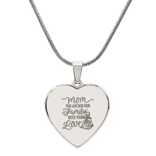 Mom - Heart Pendant - Anchor