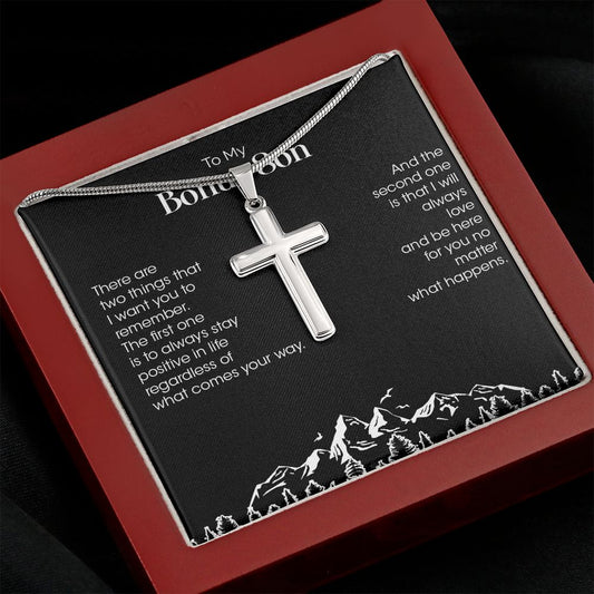 My Bonus Son | Be grateful always - Stainless Steel Cross Necklace